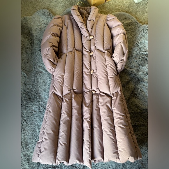 Switzer’s Vintage Down Coat Dusty Rose Mauve warm zipper button sz small - Picture 2 of 14
